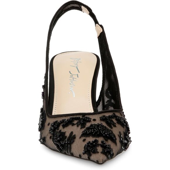 Betsey Johnson Womens Black Textile Closed Pointed Toe Slingback Nikki Pump - Picture 2 of 8